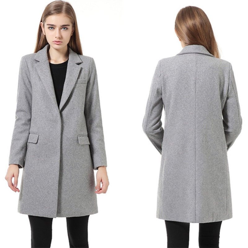 Wool Coat High Quality Winter Jacket Women Slim Woolen Long