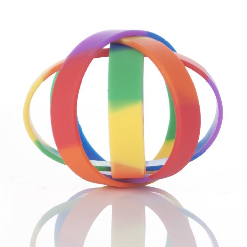 (Price/10 PCS) GOGO Rainbow Pride Silicone Wristbands, Rubber Bracelets, Party Favors