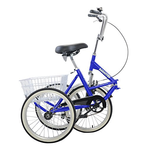 Mantis Tri-Rad Folding Adult Tricycle, 20 inch Wheels, 16 inch Frame, Unisex, Blue