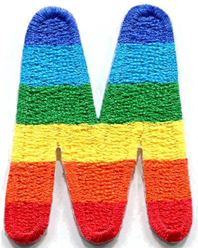 Letter M gay lesbian LGBT rainbow english alphabet embroidered applique iron-on patch new by TKPatch