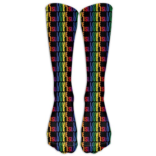 KAKARA Classic Middle Stockings Love Is Love Gay & Lesbian Pride Personalized Socks Sport Athletic Crew Socks For Women Lady Girls