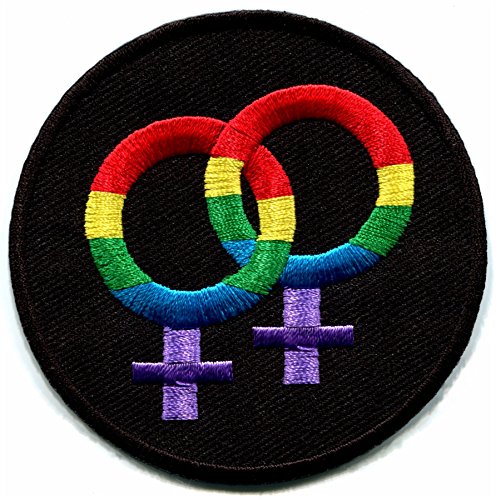 Lesbian symbol gay pride rainbow LGBT retro disco embroidered applique iron-on patch new by TKPatch