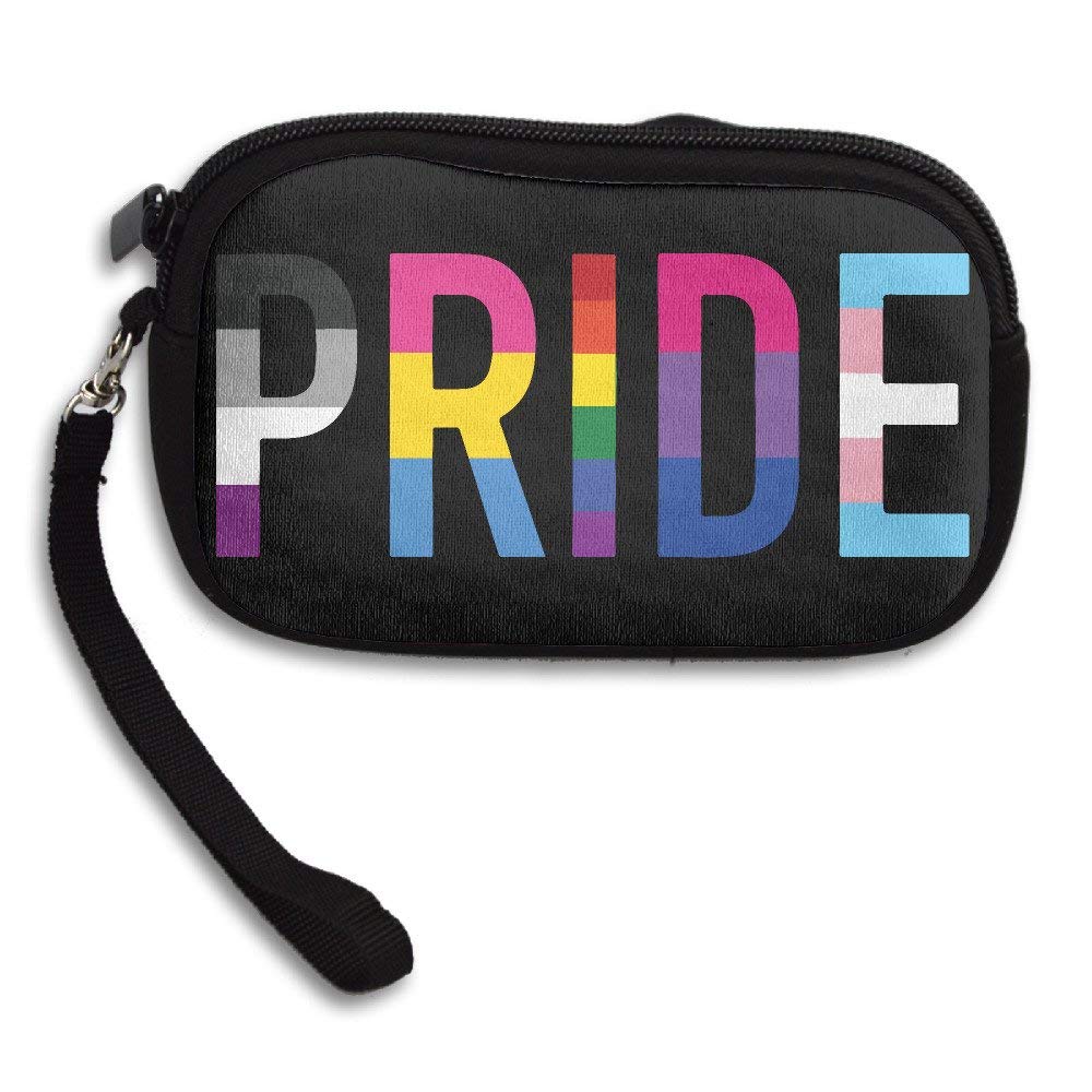Pride LGBT Zipper Change Purse Coin Wallet Card Holder With Key Ring Portable Purse Pouch Bag