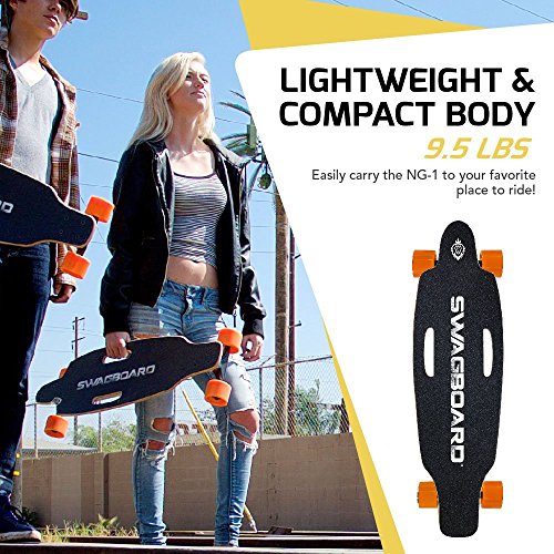 Swagboard NG-1 NextGen Motorized Electric Skateboard with Wireless Remote, Black, 9"x32"x 4"