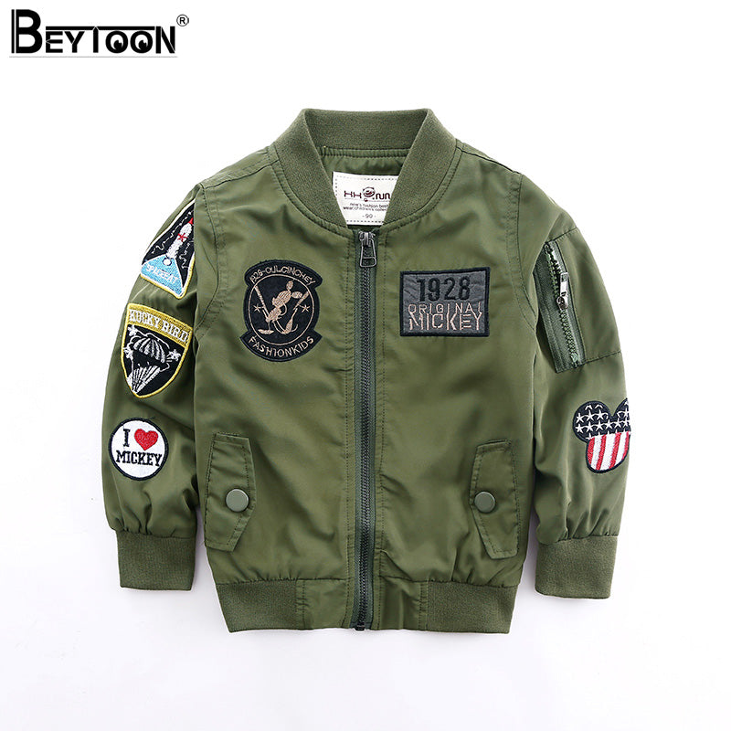 Toddler Boys Jacket Autumn Spring Army Style Kids Bomber Jacket For Boys Outerwear Tops Clothings
