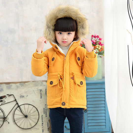 2-8T girls boys coats and jackets 2017 autumn winter Korean boys USA flag hooded coat thick cotton warmer kids winter coat girls