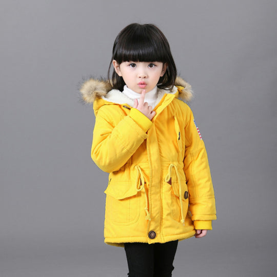 2-8T girls boys coats and jackets 2017 autumn winter Korean boys USA flag hooded coat thick cotton warmer kids winter coat girls