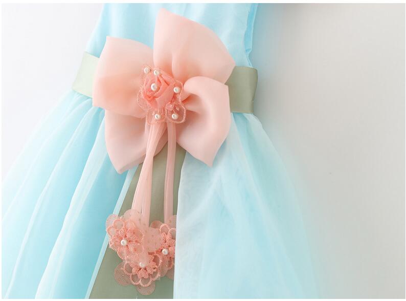 2017 Baby Girls Dress Big Bowknot Infant Party Dress For Toddler Girl First Brithday Baptism Clothes Double Formal Tutu Dresses