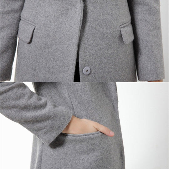 Wool Coat High Quality Winter Jacket Women Slim Woolen Long Cashmere Coats Cardigan Jackets Elegant Blend