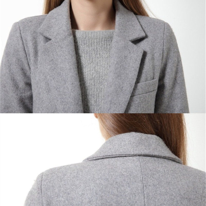Wool Coat High Quality Winter Jacket Women Slim Woolen Long