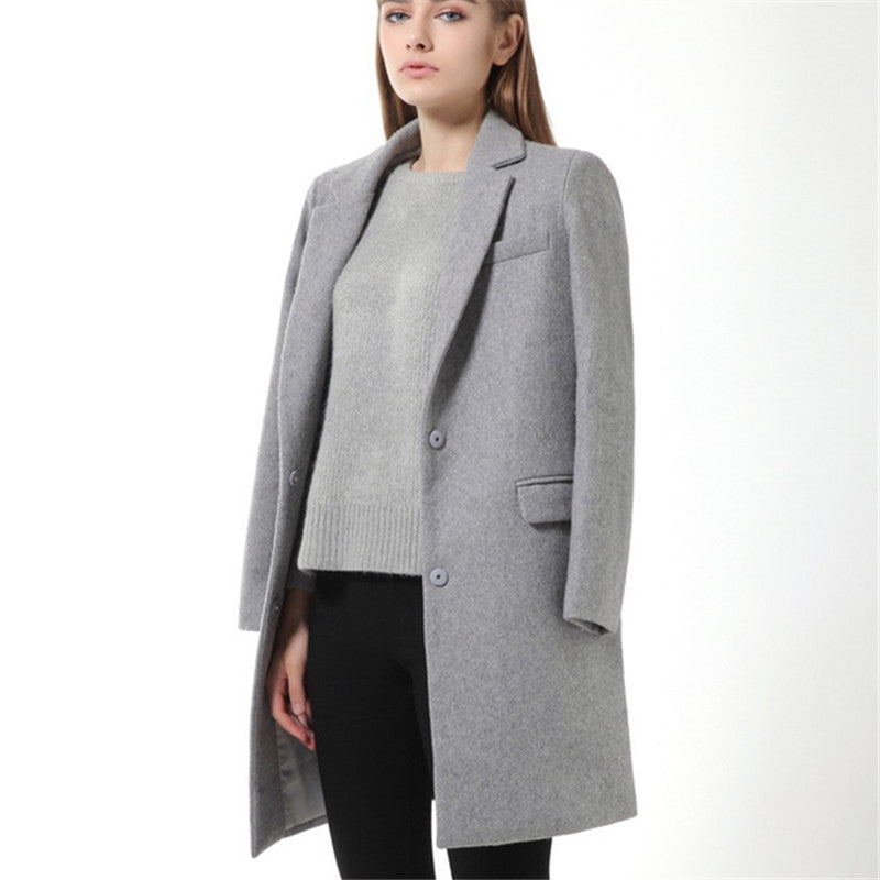 Wool Coat High Quality Winter Jacket Women Slim Woolen Long Cashmere Coats Cardigan Jackets Elegant Blend