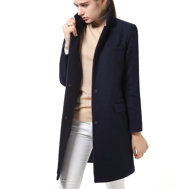 Wool Coat High Quality Winter Jacket Women Slim Woolen Long Cashmere Coats Cardigan Jackets Elegant Blend