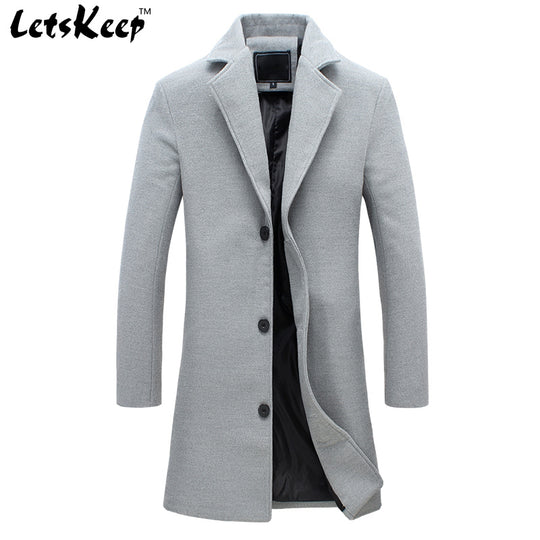 wool long coat men warm black business overcoat mens Stylish woolen jacket Parka EU size S-4XL, ZA194