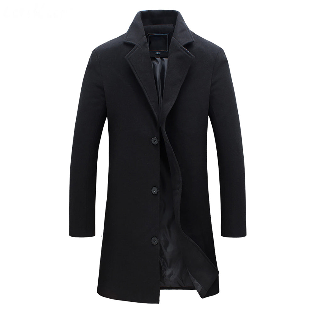wool long coat men warm black business overcoat mens Stylish