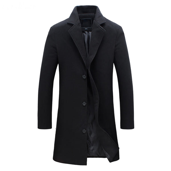 wool long coat men warm black business overcoat mens Stylish woolen jacket Parka EU size S-4XL, ZA194