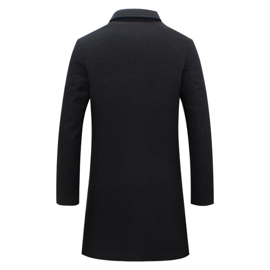 wool long coat men warm black business overcoat mens Stylish woolen jacket Parka EU size S-4XL, ZA194