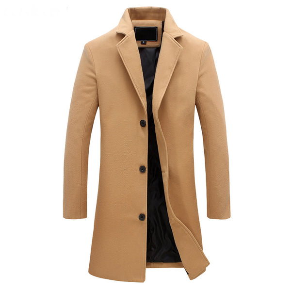 wool long coat men warm black business overcoat mens Stylish woolen jacket Parka EU size S-4XL, ZA194