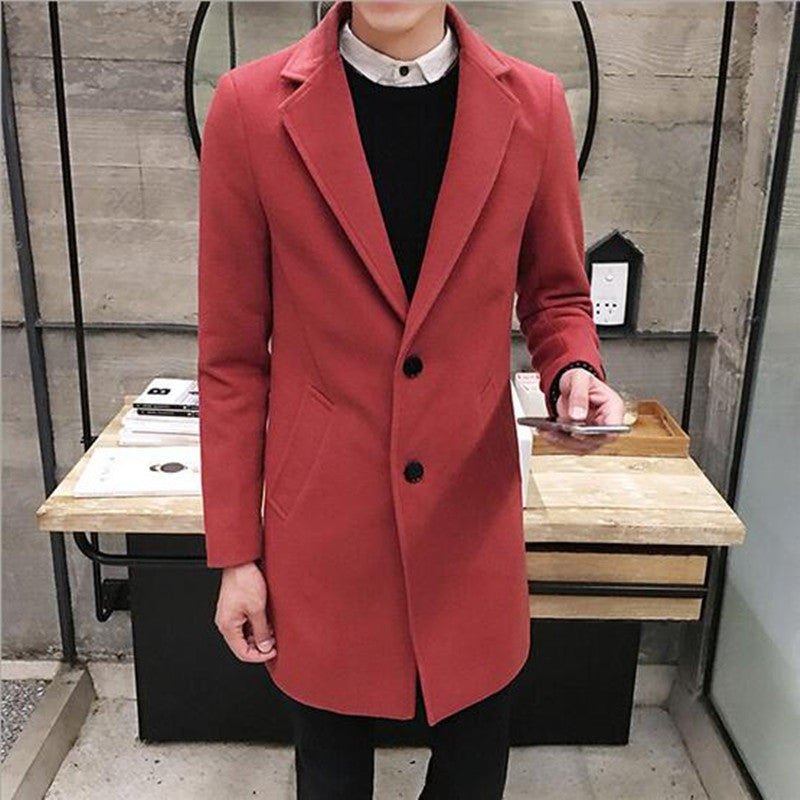 New Long Trench Coat Men Windbreak Winter Fashion Mens Overcoat 100% Wool Quality Thick Warm Trench Coat Male Jackets