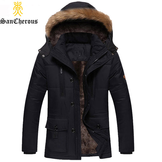 2017 New Men Fashion Style Outerwear Thick Warm Inside Winter Jacket Fur Collar Detachable Men Parkas