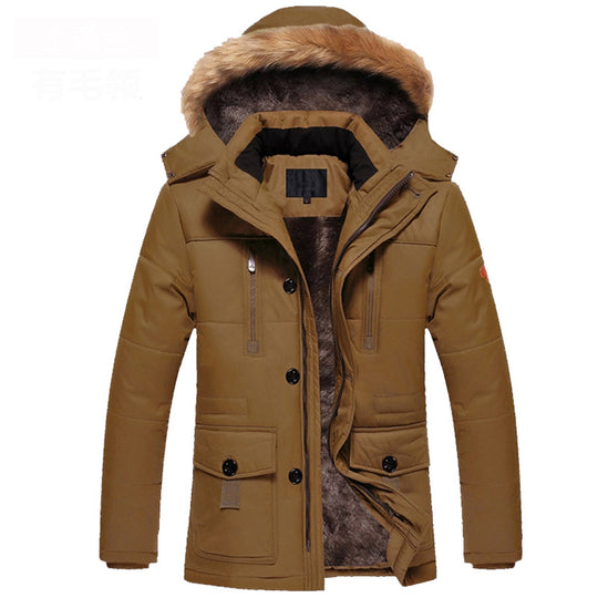 2017 New Men Fashion Style Outerwear Thick Warm Inside Winter Jacket Fur Collar Detachable Men Parkas