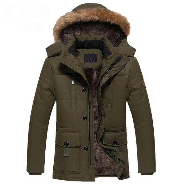 2017 New Men Fashion Style Outerwear Thick Warm Inside Winter Jacket Fur Collar Detachable Men Parkas