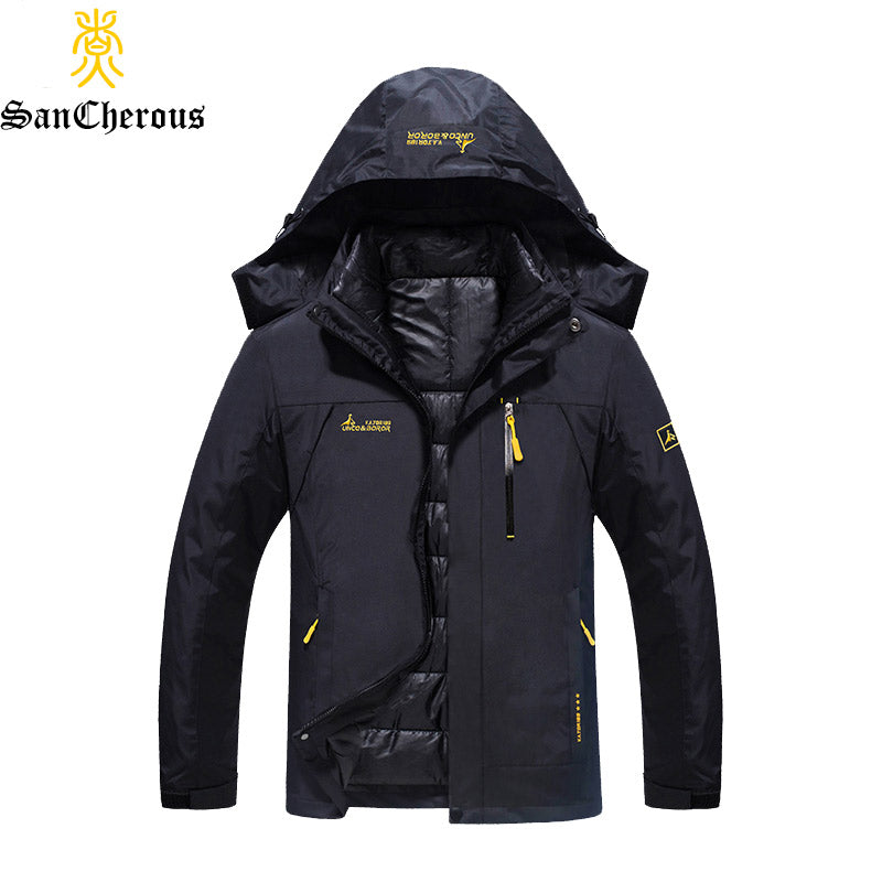 2017 Plus Size 9 Colors Waterproof  Winter Jacket Men Warm 2 in 1 Parkas Windproof Detachable Hood Winter Coat Size L-6XL
