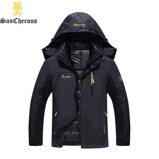 2017 Plus Size 9 Colors Waterproof  Winter Jacket Men Warm 2 in 1 Parkas Windproof Detachable Hood Winter Coat Size L-6XL