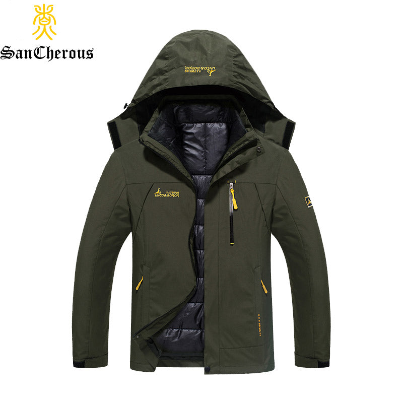 2017 Plus Size 9 Colors Waterproof  Winter Jacket Men Warm 2 in 1 Parkas Windproof Detachable Hood Winter Coat Size L-6XL