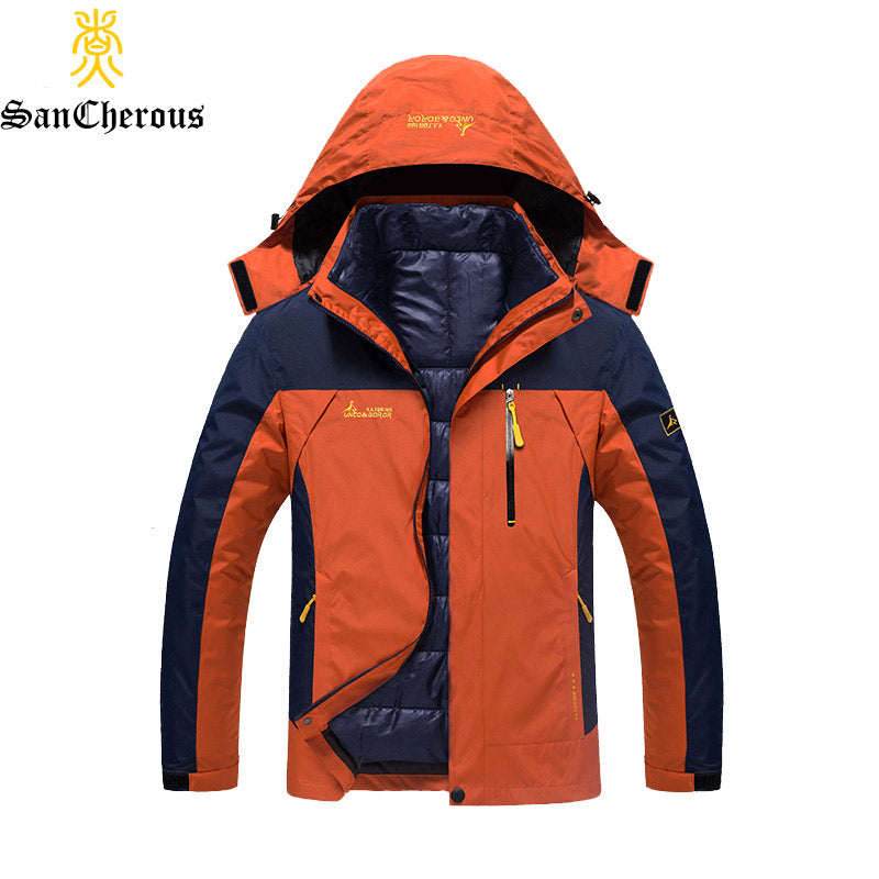 2017 Plus Size 9 Colors Waterproof  Winter Jacket Men Warm 2 in 1 Parkas Windproof Detachable Hood Winter Coat Size L-6XL