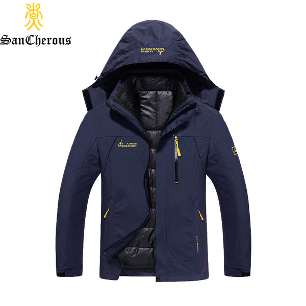 2017 Plus Size 9 Colors Waterproof  Winter Jacket Men Warm 2 in 1 Parkas Windproof Detachable Hood Winter Coat Size L-6XL