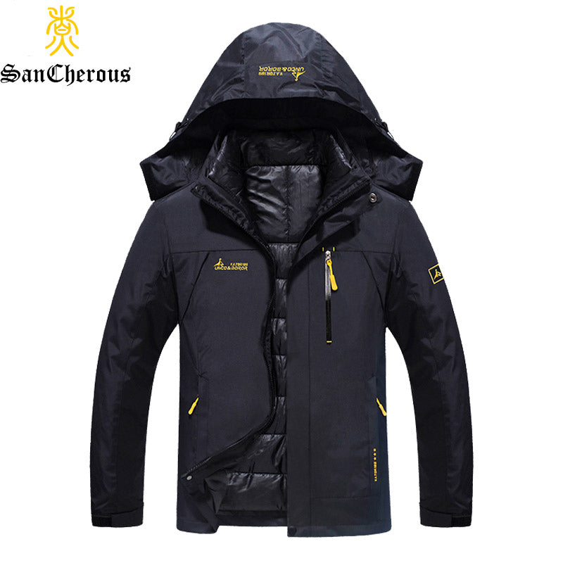2017 Plus Size 9 Colors Waterproof  Winter Jacket Men Warm 2 in 1 Parkas Windproof Detachable Hood Winter Coat Size L-6XL