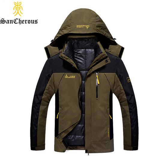 2017 Plus Size 9 Colors Waterproof  Winter Jacket Men Warm 2 in 1 Parkas Windproof Detachable Hood Winter Coat Size L-6XL