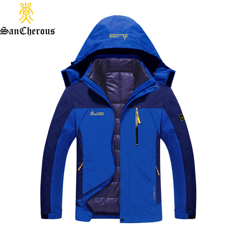 2017 Plus Size 9 Colors Waterproof  Winter Jacket Men Warm 2 in 1 Parkas Windproof Detachable Hood Winter Coat Size L-6XL
