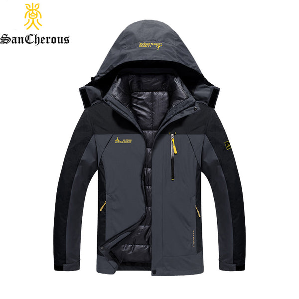 2017 Plus Size 9 Colors Waterproof  Winter Jacket Men Warm 2 in 1 Parkas Windproof Detachable Hood Winter Coat Size L-6XL