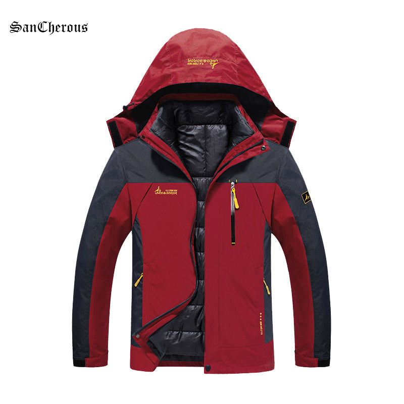 2017 Plus Size 9 Colors Waterproof  Winter Jacket Men Warm 2 in 1 Parkas Windproof Detachable Hood Winter Coat Size L-6XL