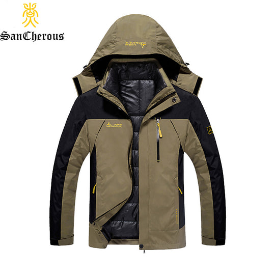 2017 Plus Size 9 Colors Waterproof  Winter Jacket Men Warm 2 in 1 Parkas Windproof Detachable Hood Winter Coat Size L-6XL