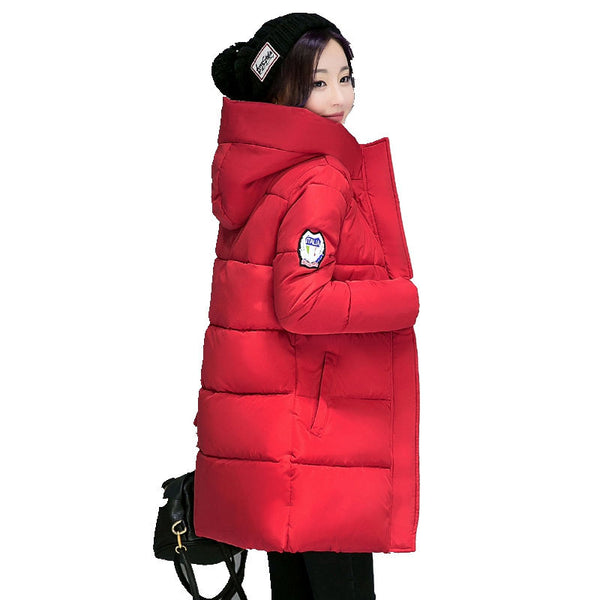 2017 Winter Jacket Women Hooded Thicken Coat Female Fashion Warm Outwear Down Cotton-Padded Long Wadded Jacket Coat Parka C3490