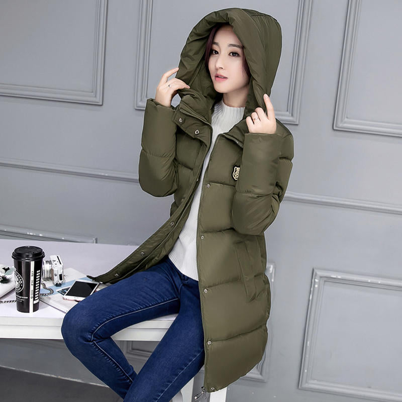 2017 Winter Jacket Women Hooded Thicken Coat Female Fashion Warm Outwear Down Cotton-Padded Long Wadded Jacket Coat Parka C3490