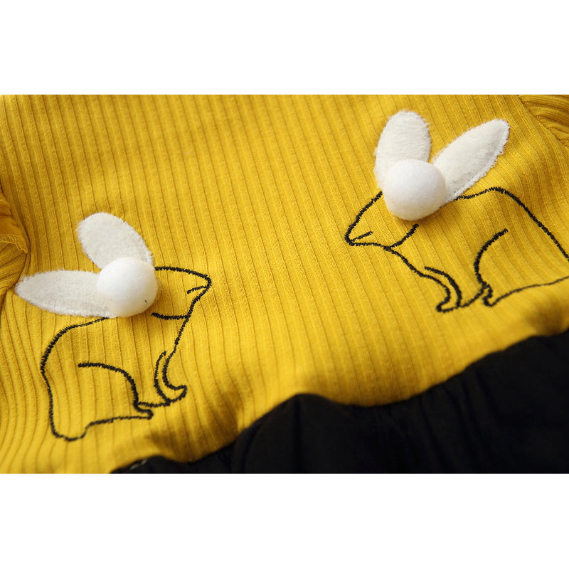 2018 New Brand Baby Dresses Long Sleeve Rabbit embroidery Party Prom Lace Bebes Girls Clothes Fashion Toddler Clothing
