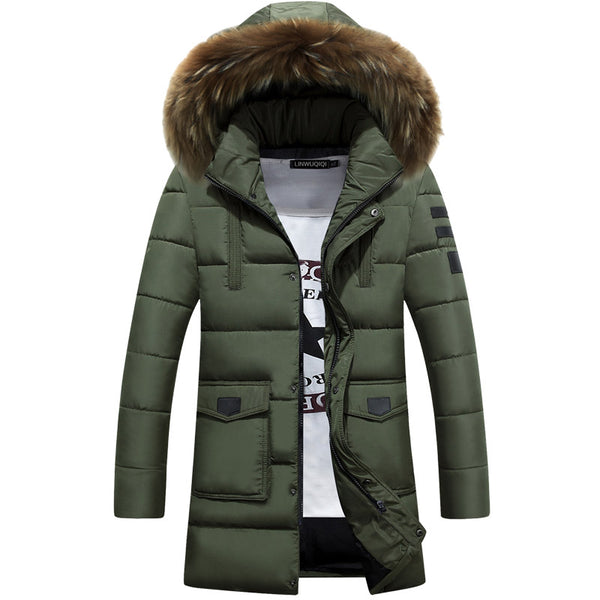 -45 Degree Temperature Parka Men Cotton Padded Long Thick Warm Casual Winter Jacket Men With Raccoon Dog Fur Collar