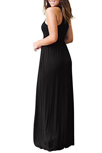 Hervive Women's Short Sleeves Racerback Loose Plain Long Maxi Dresses with Pockets