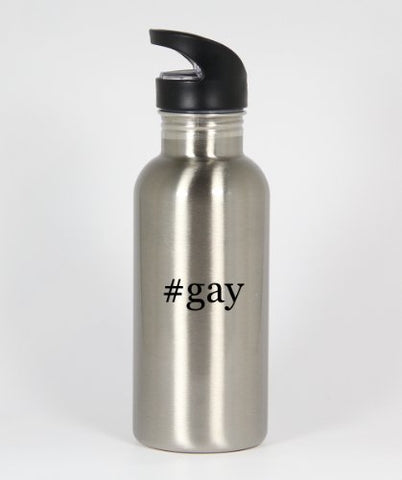 #gay - Funny Hashtag 20oz Silver Water Bottle