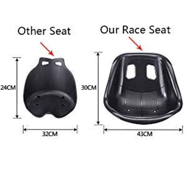 Hoverkart Seat Attachment for Hoverboard or self Balance Scooter. Heavy Duty Frame with Universal attachments for 6.5", 8" 10" Wheel. All Black Color