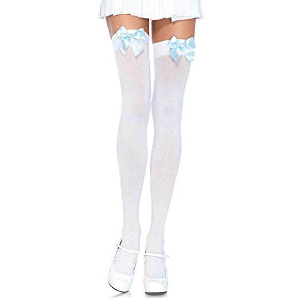 Leg Avenue Women's Opaque Thigh-High Stockings with Satin Bows