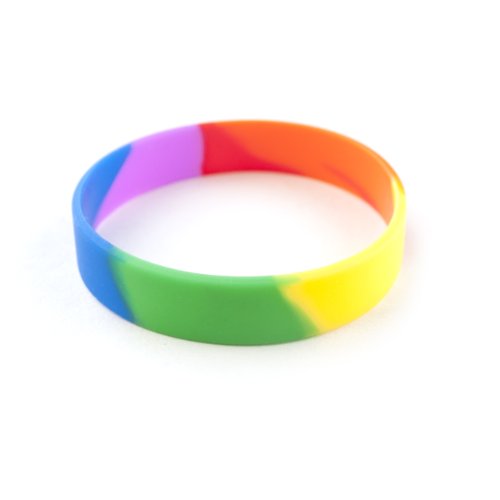 (Price/10 PCS) GOGO Rainbow Pride Silicone Wristbands, Rubber Bracelets, Party Favors