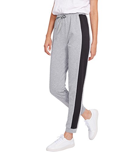 SweatyRocks Women's Drawstring Waist Striped Side Jogger Sweatpants With Pockets