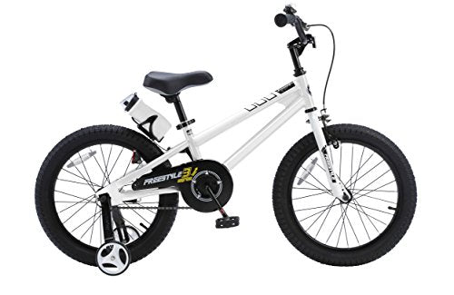 RoyalBaby BMX Freestyle Kids Bike, Boy's Bikes and Girl's Bikes with training wheels, Gifts for children, 16 inch wheels, White