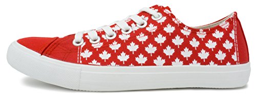 Ann Arbor T-shirt Co. Canada Sneakers | Cute Red Canadian Maple Leaf Flag Team Tennis Shoe - Women Men