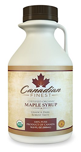 CANADIAN FINEST Maple Syrup | #1 Rated Maple Syrup on Amazon - 100% Pure Certified Organic Maple Syrup from Family Farms in Quebec, Canada - Grade A Dark (Formerly Grade B),16.9 fl oz (500mL)