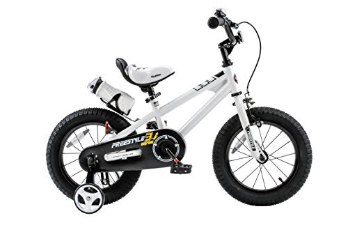 RoyalBaby BMX Freestyle Kids Bike, Boy's Bikes and Girl's Bikes with training wheels, Gifts for children, 16 inch wheels, White